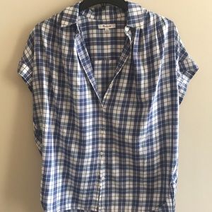 Madewell gingham blue shirt sleeve button down